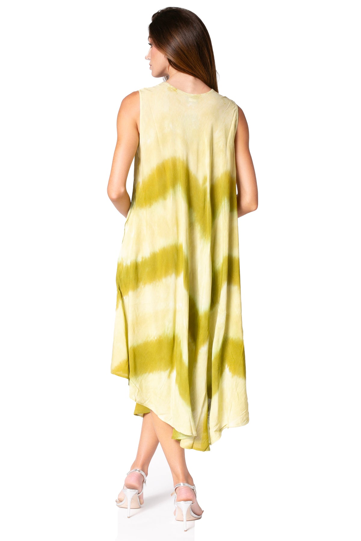Sakkas Neja - Vestido maxi informal sin mangas holgado con teñido anudado para mujer