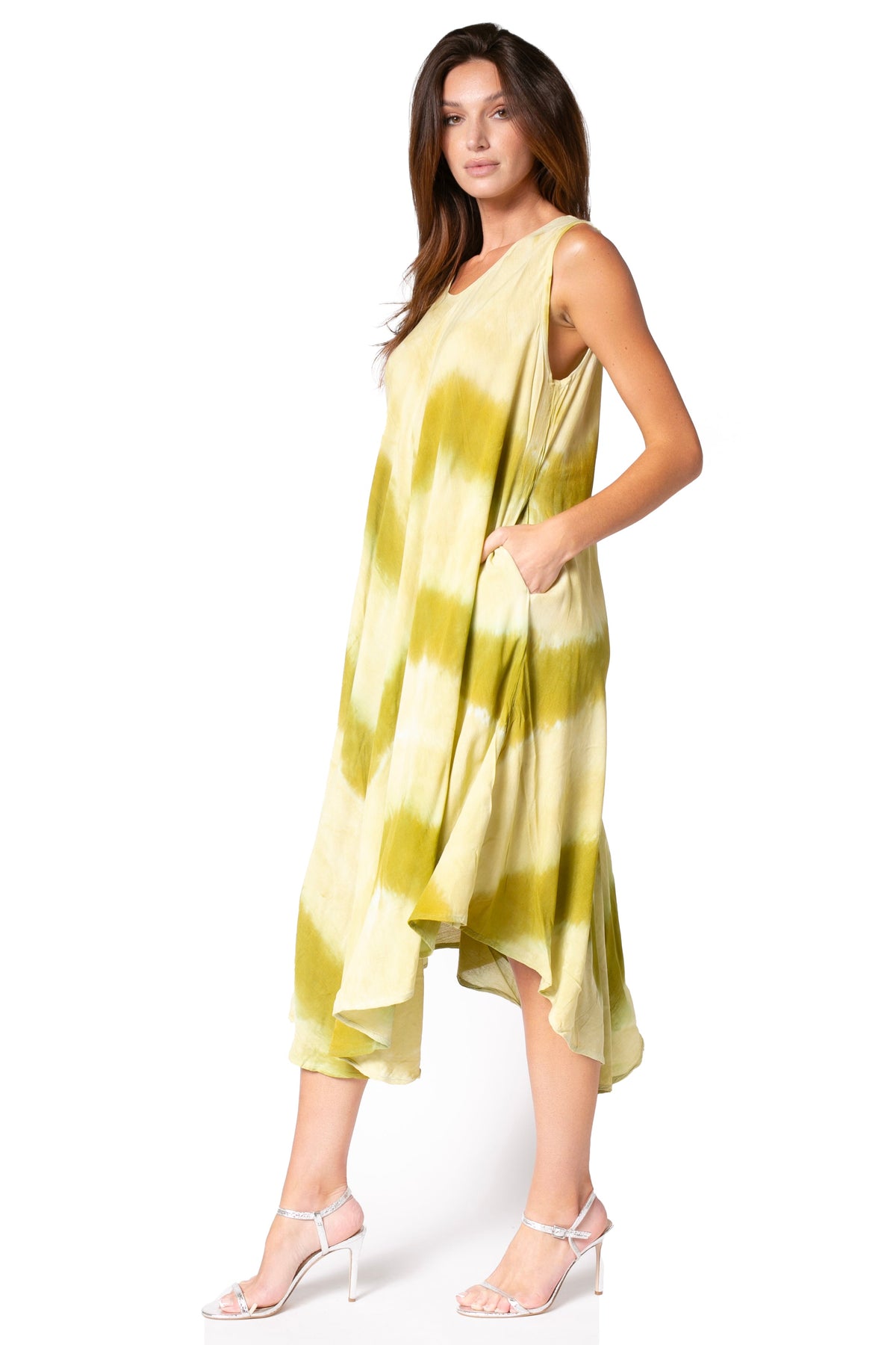 Sakkas Neja - Vestido maxi informal sin mangas holgado con teñido anudado para mujer