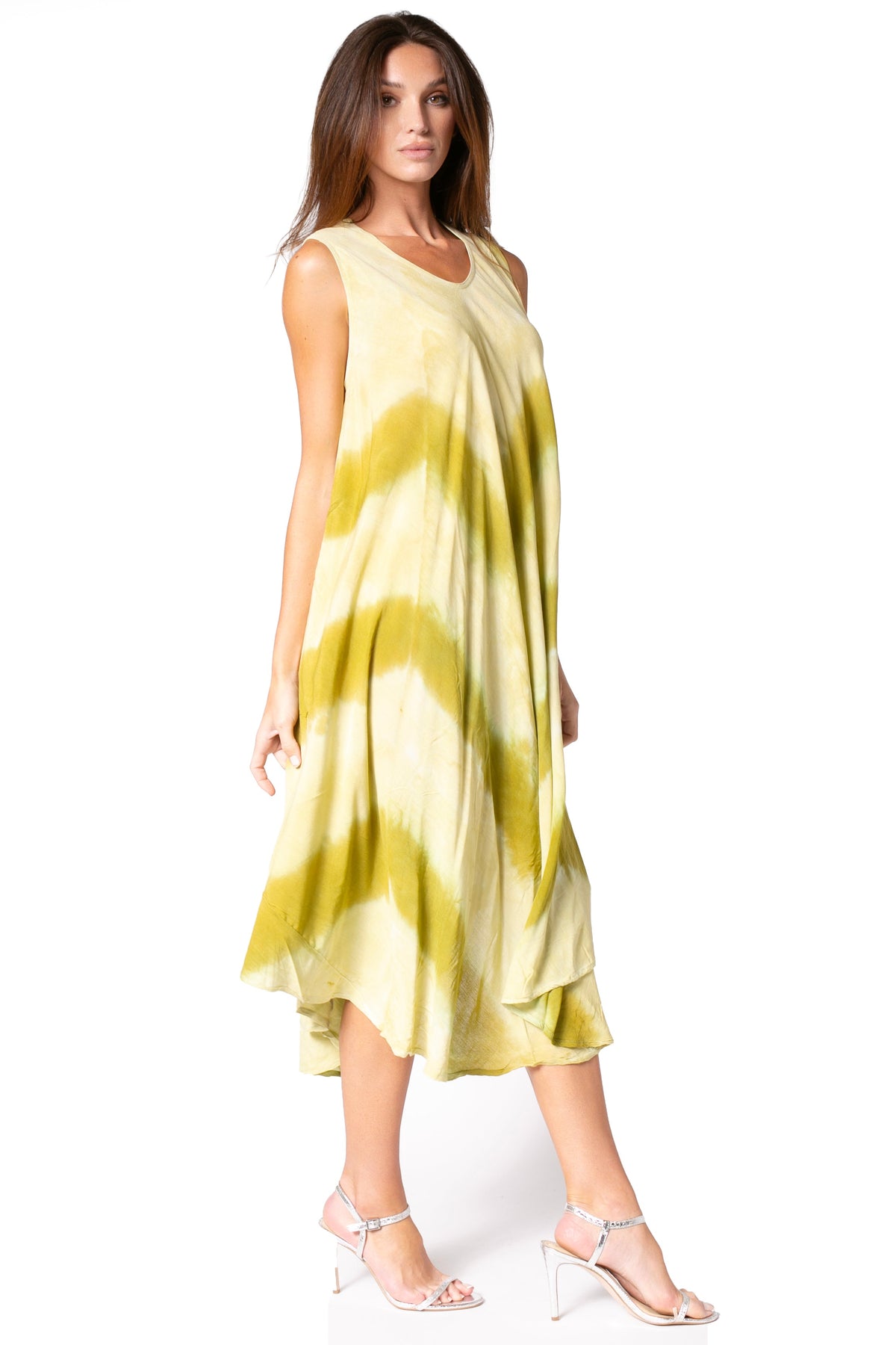 Sakkas Neja - Vestido maxi informal sin mangas holgado con teñido anudado para mujer