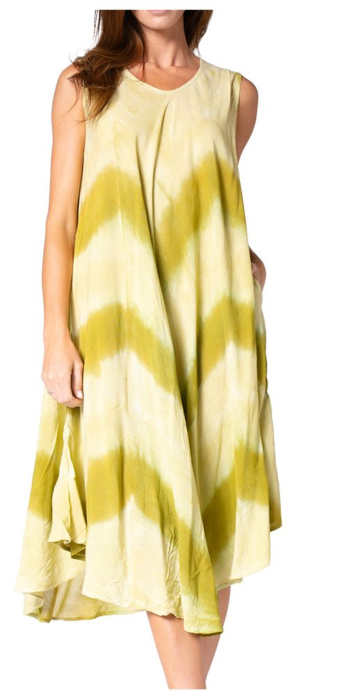 Sakkas Neja - Vestido maxi informal sin mangas holgado con teñido anudado para mujer