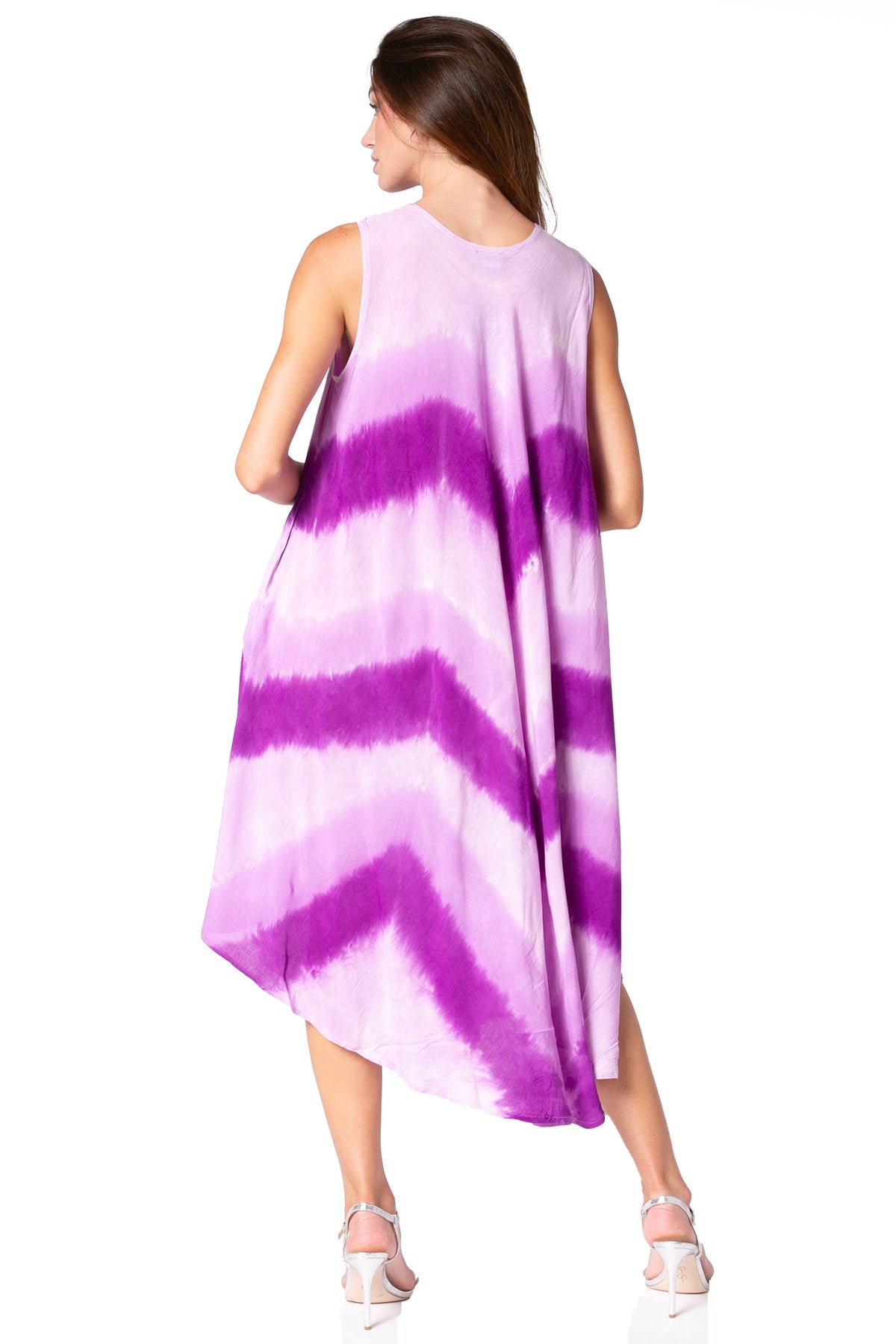 Sakkas Neja - Vestido maxi informal sin mangas holgado con teñido anudado para mujer