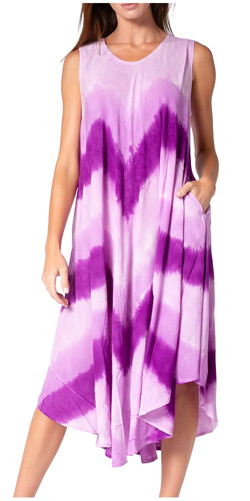 Sakkas Neja - Vestido maxi informal sin mangas holgado con teñido anudado para mujer