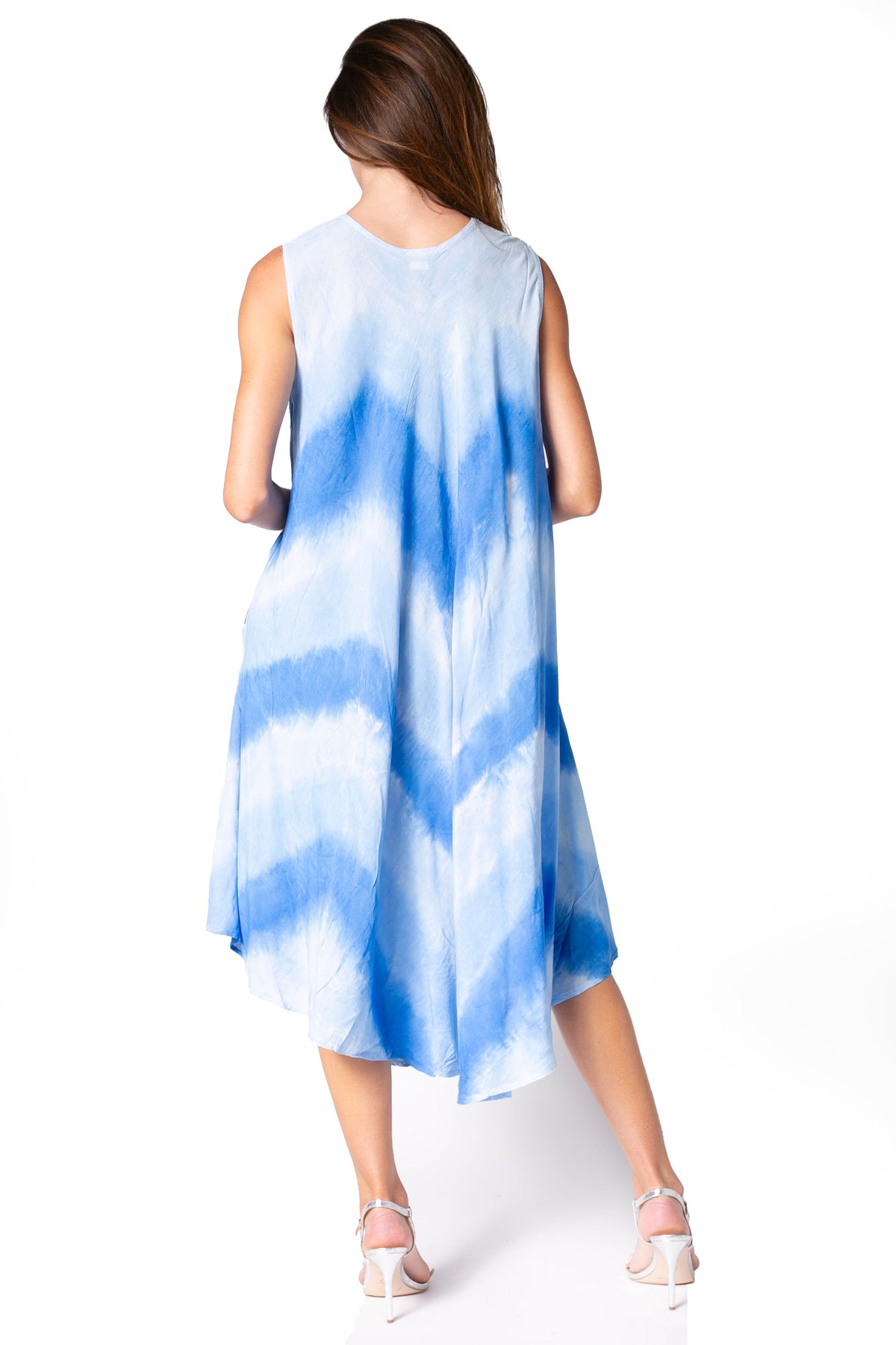 Sakkas Neja - Vestido maxi informal sin mangas holgado con teñido anudado para mujer
