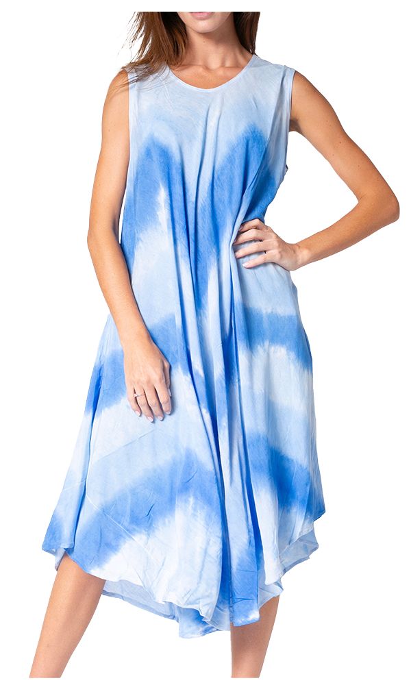 Sakkas Neja - Vestido maxi informal sin mangas holgado con teñido anudado para mujer