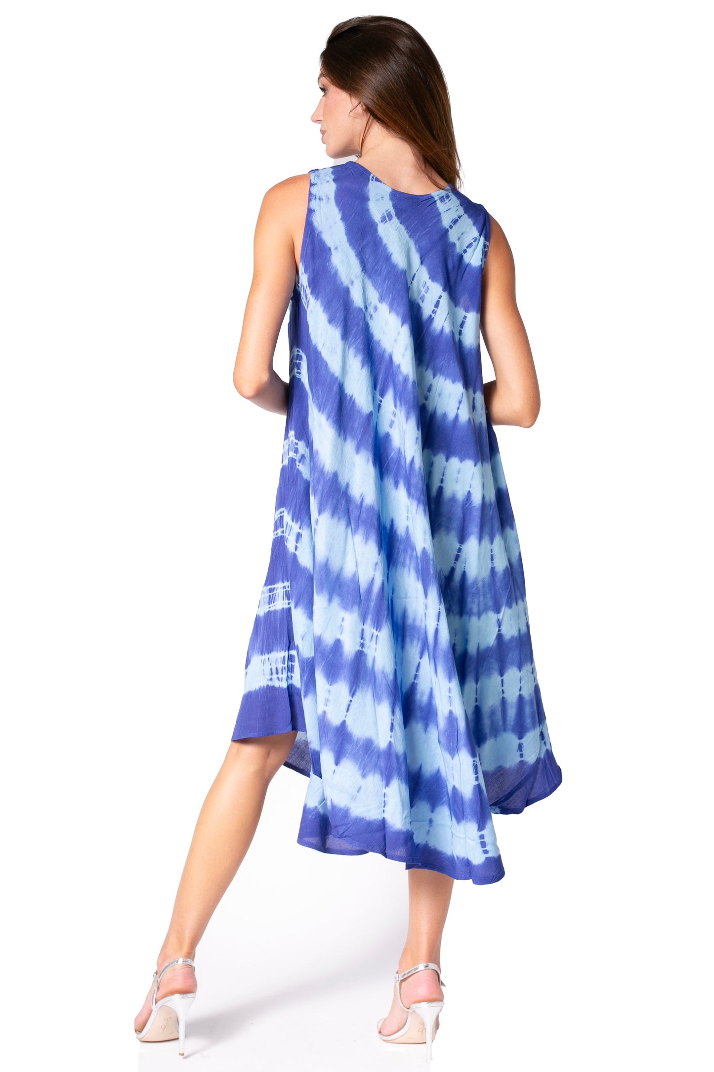 Sakkas Neja - Vestido maxi informal sin mangas holgado con teñido anudado para mujer