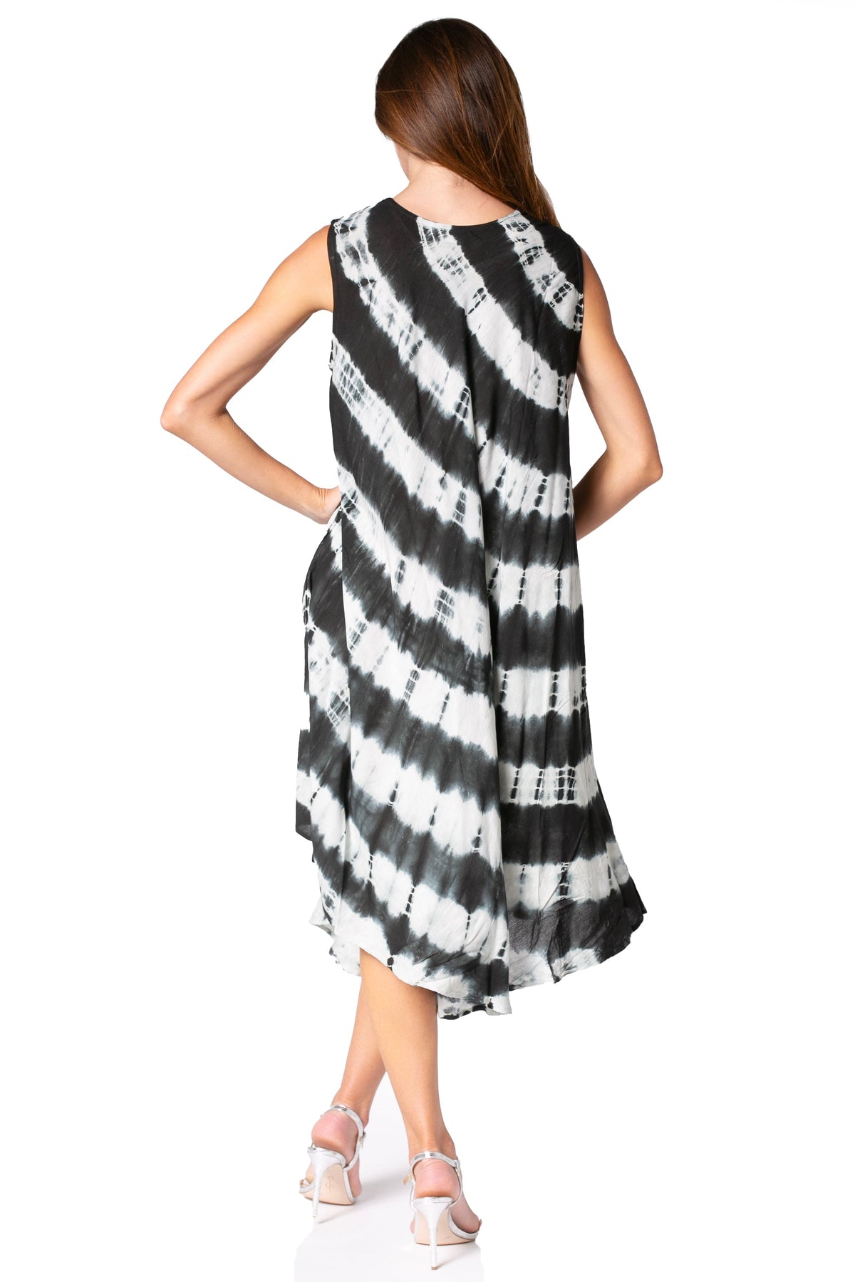 Sakkas Neja - Vestido maxi informal sin mangas holgado con teñido anudado para mujer