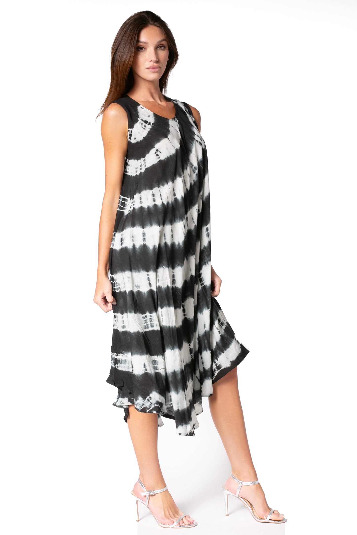 Sakkas Neja - Vestido maxi informal sin mangas holgado con teñido anudado para mujer
