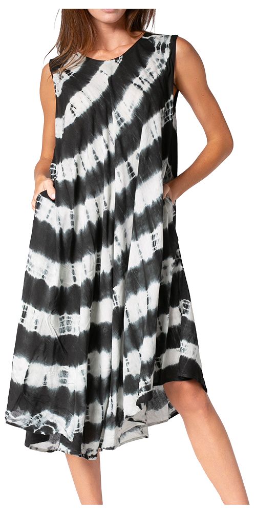 Sakkas Neja - Vestido maxi informal sin mangas holgado con teñido anudado para mujer