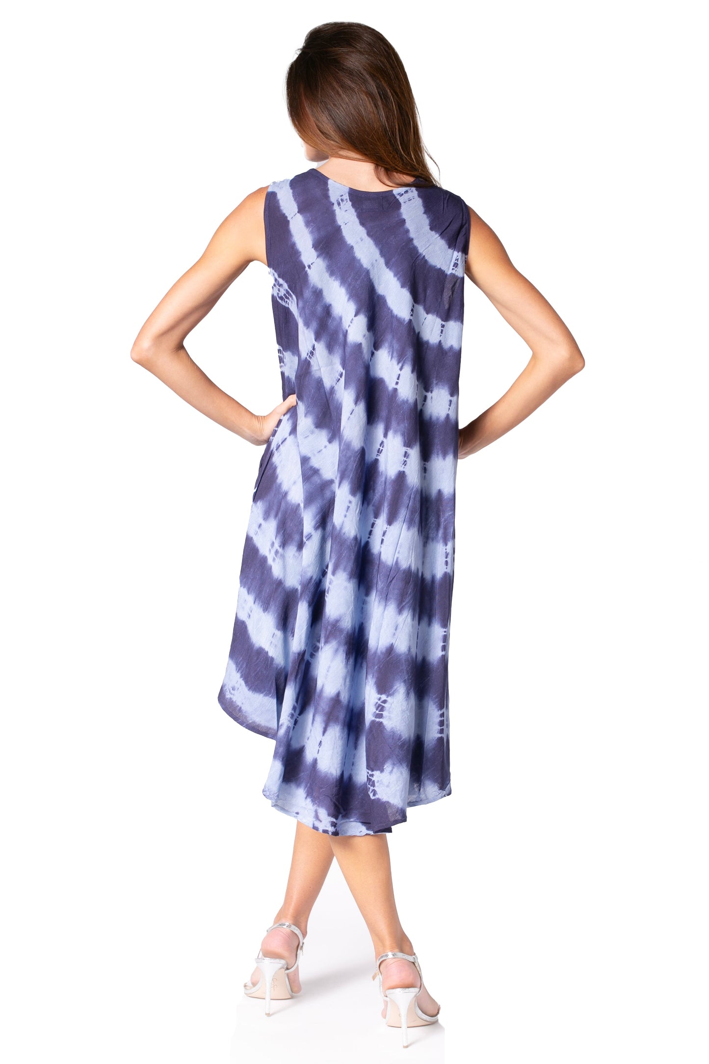 Sakkas Neja - Vestido maxi informal sin mangas holgado con teñido anudado para mujer