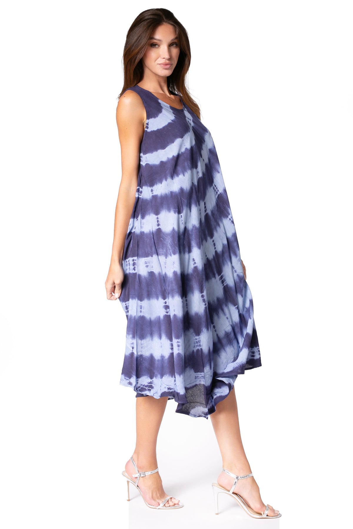 Sakkas Neja - Vestido maxi informal sin mangas holgado con teñido anudado para mujer