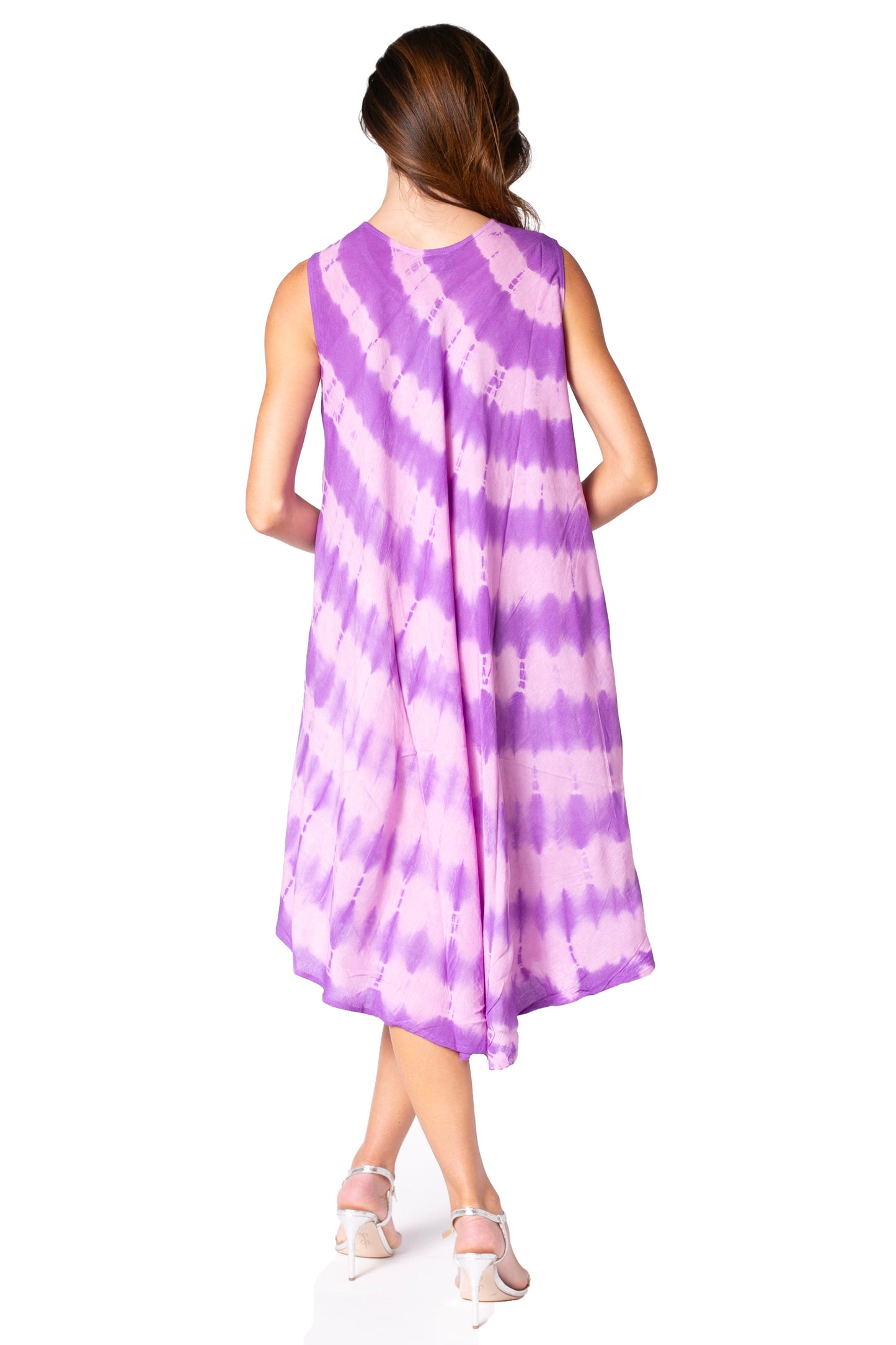 Sakkas Neja - Vestido maxi informal sin mangas holgado con teñido anudado para mujer