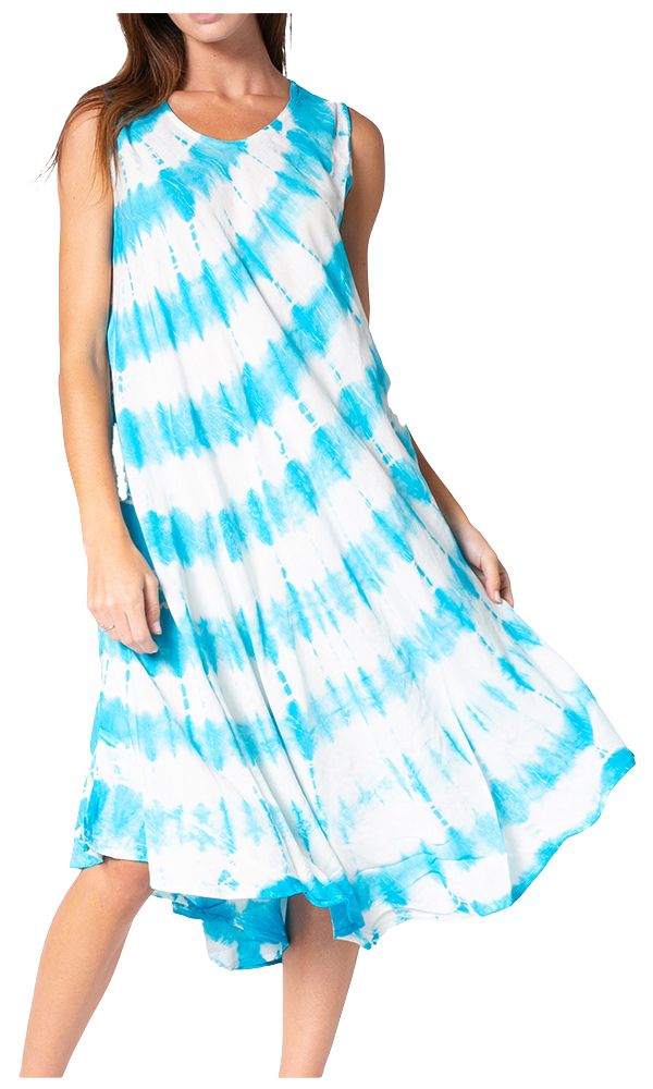 Sakkas Neja - Vestido maxi informal sin mangas holgado con teñido anudado para mujer