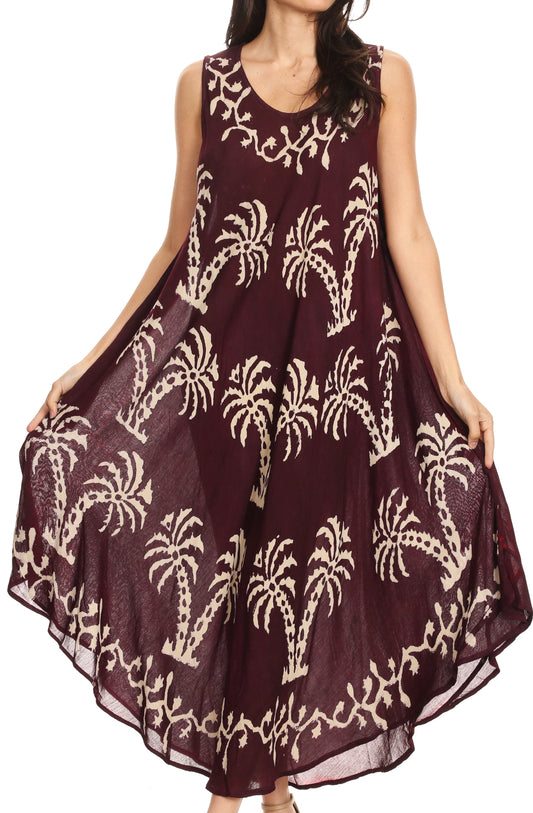 Vestido largo sin mangas para mujer Sakkas Irene, casual, holgado, de verano, con teñido anudado