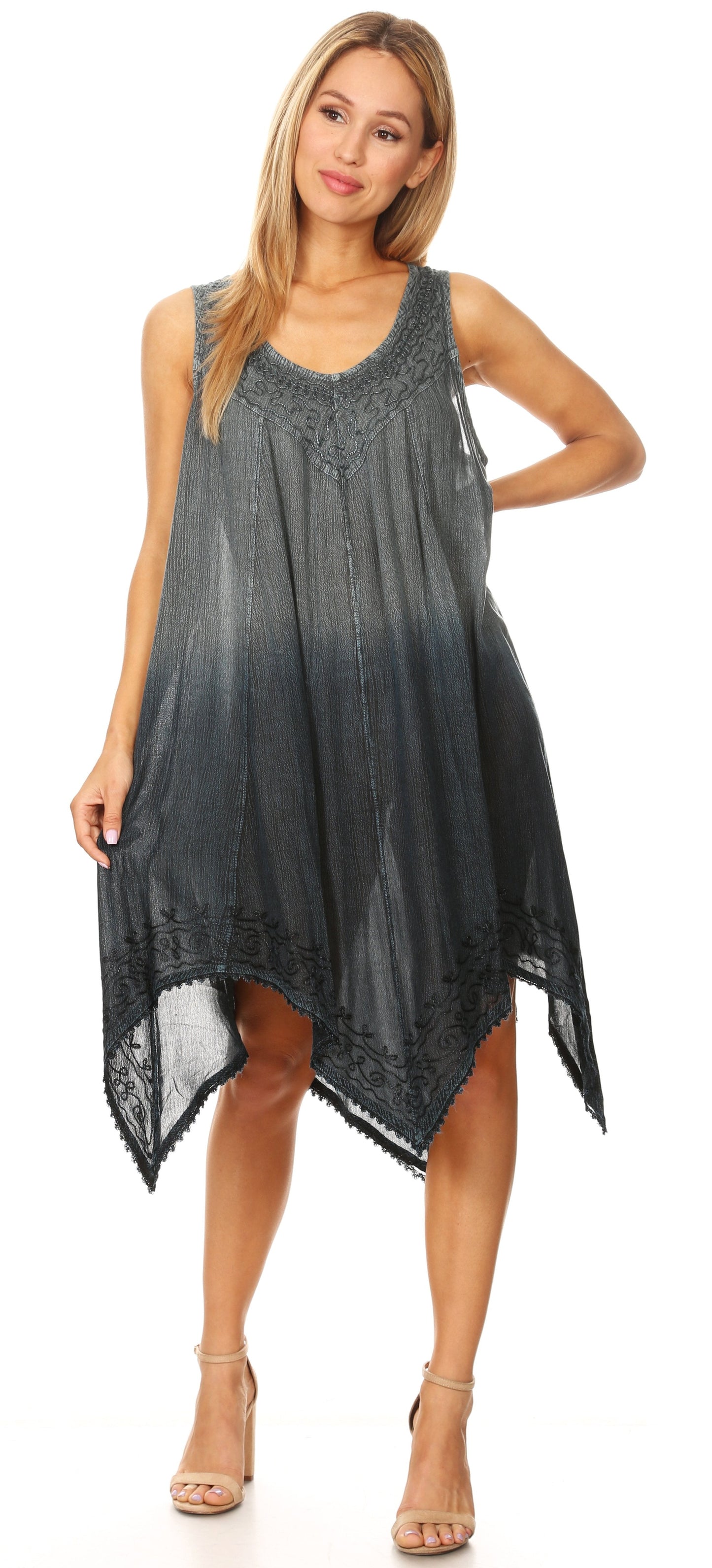 Sakkas Jula Women's Swing Shift Loose Sleeveless Short Cocktail Dress Cover-up