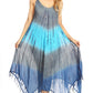 Sakkas Lupe Women's Casual Summer Fringe Maxi Loose V-neck High-low Dress Cover-up