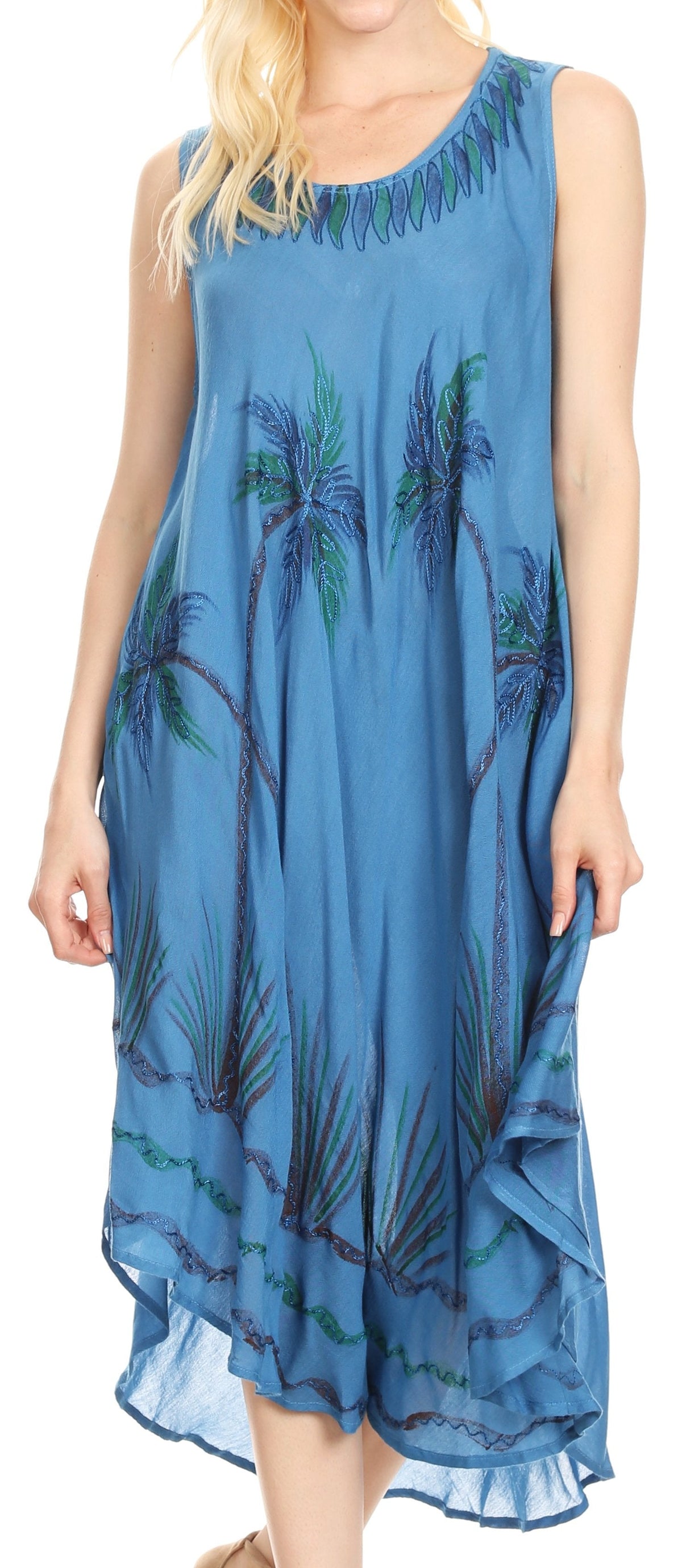 Sakkas Tia Women's Casual Summer Maxi Loose Fit Sleeveless Tank Dress Cover-up