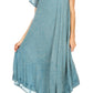 Sakkas Dalida Women's Short Sleeve Corset Tie dye Embroidered Flared Dress