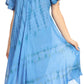 Sakkas Dalida Women's Short Sleeve Corset Tie dye Embroidered Flared Dress
