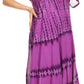 Sakkas Dalida Women's Short Sleeve Corset Tie dye Embroidered Flared Dress