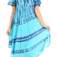 Sakkas Dalida Women's Short Sleeve Corset Tie dye Embroidered Flared Dress