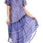 Sakkas Dalida Women's Short Sleeve Corset Tie dye Embroidered Flared Dress