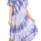 Sakkas Dalida Women's Short Sleeve Corset Tie dye Embroidered Flared Dress