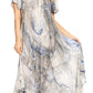 Sakkas Dalida Women's Short Sleeve Corset Tie dye Embroidered Flared Dress