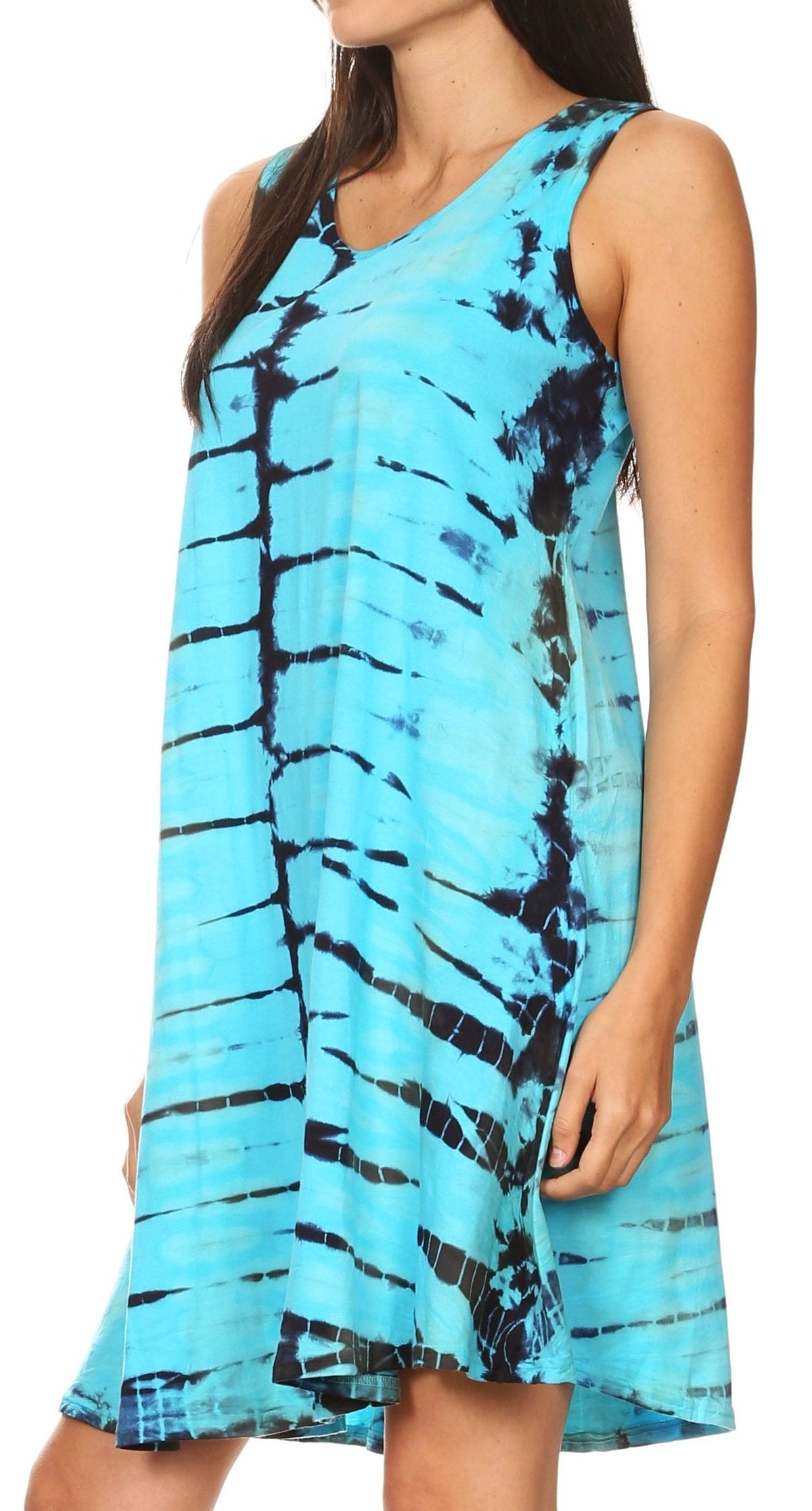 Sakkas Dora Women's Sleeveless Knit Loose Casual Shift Print Tank Dress Sundress