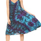 Sakkas Rute Women's Sleeveless V-neck Ruched Flared Loose Midi Summer Casual Dress