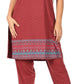 Sakkas Maria Women's Casual Tunic Kurta Knit Plain Embroidered Kurti Pant Set Soft