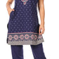 Sakkas Maria Women's Casual Tunic Kurta Knit Plain Embroidered Kurti Pant Set Soft
