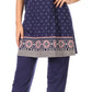 Sakkas Maria Women's Casual Tunic Kurta Knit Plain Embroidered Kurti Pant Set Soft