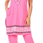 Sakkas Maria Women's Casual Tunic Kurta Knit Plain Embroidered Kurti Pant Set Soft