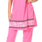 Sakkas Maria Women's Casual Tunic Kurta Knit Plain Embroidered Kurti Pant Set Soft