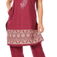Sakkas Maria Women's Casual Tunic Kurta Knit Plain Embroidered Kurti Pant Set Soft
