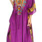 Sakkas Mera Women's Long Loose Short Sleeve Summer Casual Caftan Kaftan Dress