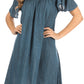 Sakkas Desma Women Casual Loose Summer off  Shoulder Midi Boho Dress Cover-up