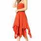 Sakkas Ella Smocked Bodice Spaghetti Strap Double Layered Dress