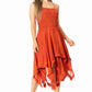 Sakkas Ella Smocked Bodice Spaghetti Strap Double Layered Dress