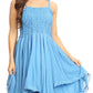 Sakkas Ella Smocked Bodice Spaghetti Strap Double Layered Dress