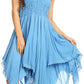 Sakkas Ella Smocked Bodice Spaghetti Strap Double Layered Dress