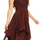 Sakkas Ella Smocked Bodice Spaghetti Strap Double Layered Dress