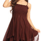 Sakkas Ella Smocked Bodice Spaghetti Strap Double Layered Dress