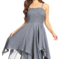 Sakkas Ella Smocked Bodice Spaghetti Strap Double Layered Dress