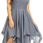 Sakkas Ella Smocked Bodice Spaghetti Strap Double Layered Dress