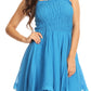Sakkas Ella Smocked Bodice Spaghetti Strap Double Layered Dress