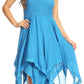 Sakkas Ella Smocked Bodice Spaghetti Strap Double Layered Dress