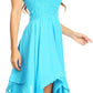 Sakkas Ella Smocked Bodice Spaghetti Strap Double Layered Dress