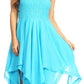 Sakkas Ella Smocked Bodice Spaghetti Strap Double Layered Dress