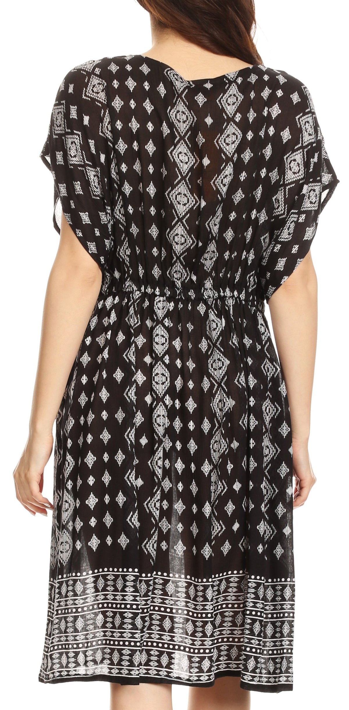 Sakkas Denika - Vestido midi de verano con estampado azteca y cuello en V